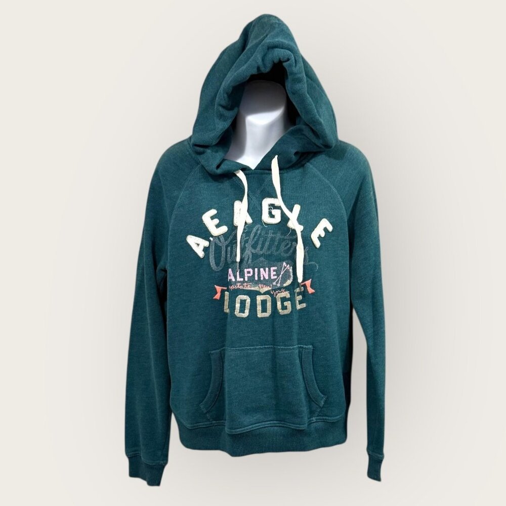 American Eagle Outfitters Alpine Lodge Hoodie Sweatshirt Kangaroo Pocket Green M
